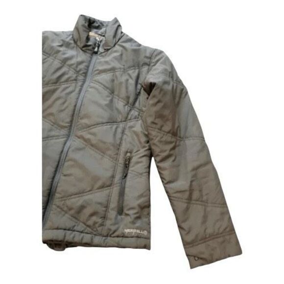 Merrell Women Grey Turtleneck Jacket Size XS Full Zip Puffer Jacket Zip-Pockets - Picture 4 of 10